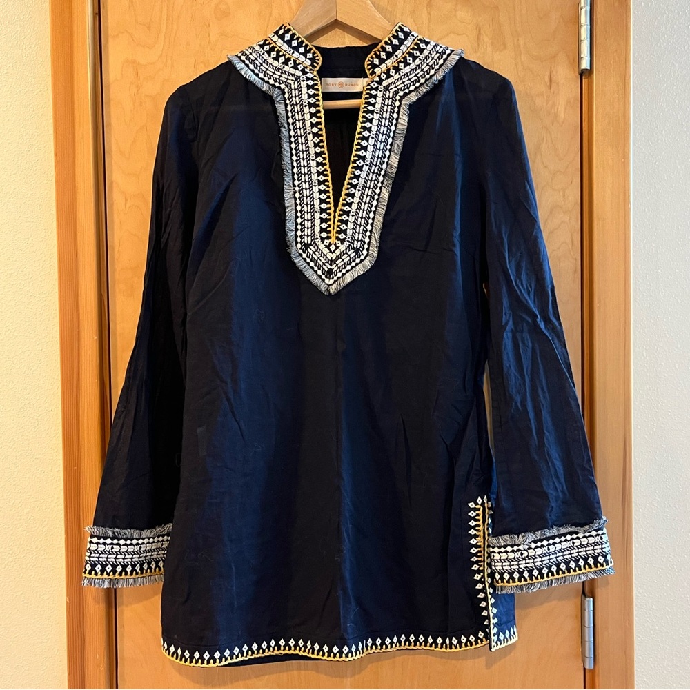Tory Burch • Embroidered Tunic Top • Cotton Boho Resort • Size 8